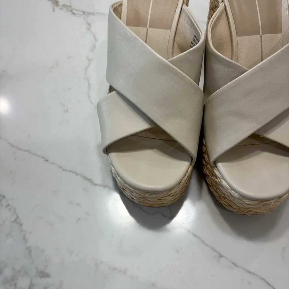 Neutral Espadrille Wedge Slide Sandals - Beige